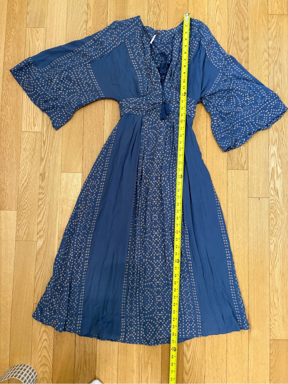 Free People Modern Kimono Denim Blue Maxi Dress 0 Boho Chic Romantic Effortless - Picture 7 of 11